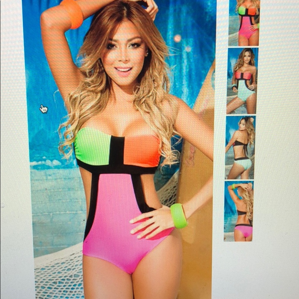 One Piece Color Blocked Swimsuit